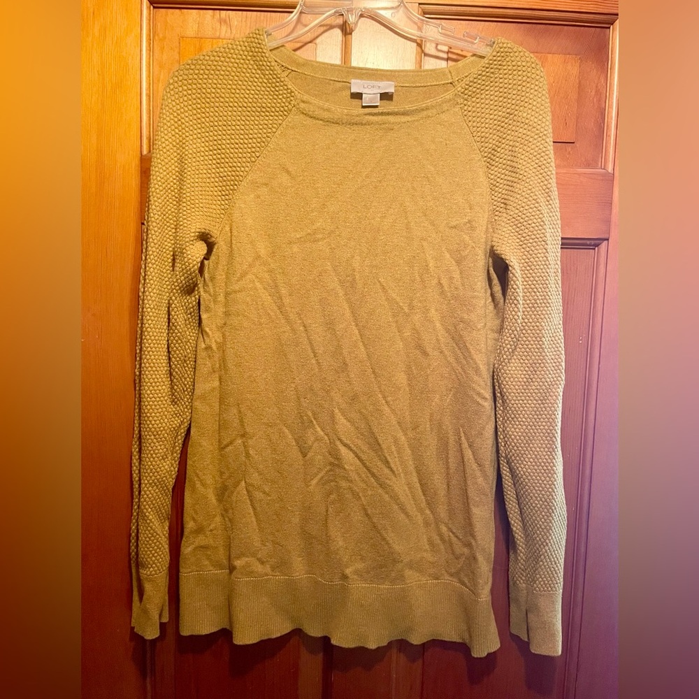 LOFT Yellow Crew Neck Sweater Fine Knit